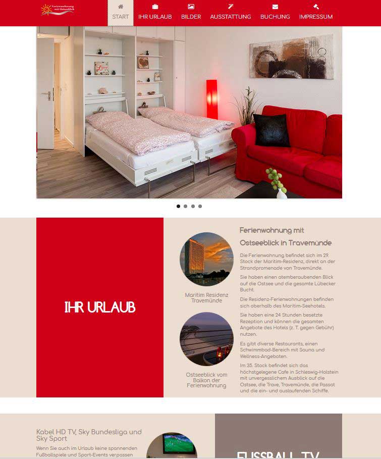 Webdesign Homepage Onpage für Ferienwohnung in Travemünde