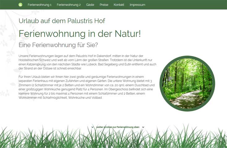 Webdesign Referenz: Onepage Homepage für Ferienwohnung in Ahrensbök