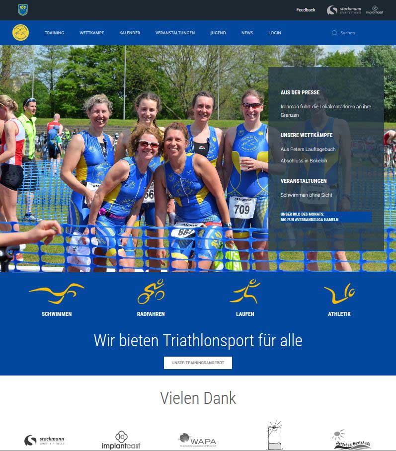 Webdesign-Referenz Homepage mit Datenbank Joomla CMS für Sportverein in Buxtehude